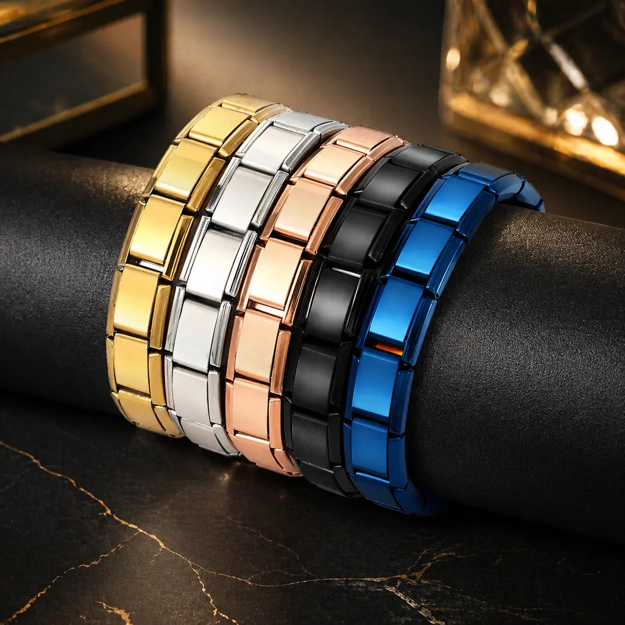 Luxury Italian Modular Bracelet – Durable Stainless Steel Stretch Fit Unisex Jewelry Gift Velora Diamond