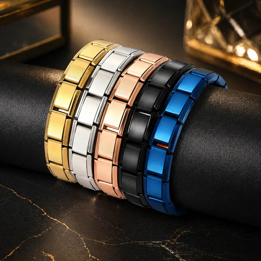 Luxury Italian Modular Bracelet – Durable Stainless Steel Stretch Fit Unisex Jewelry Gift Velora Diamond