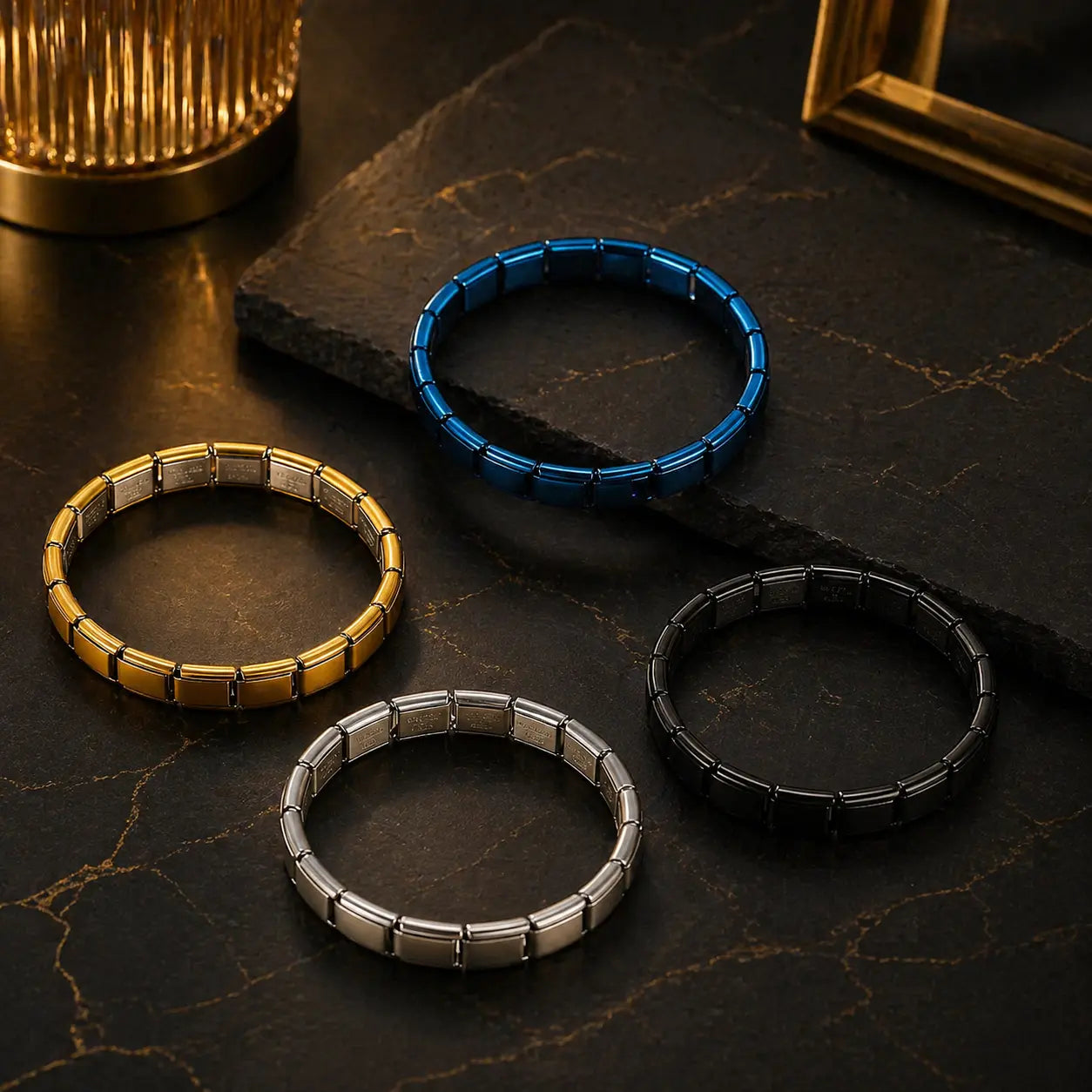 Luxury Italian Modular Bracelet – Durable Stainless Steel Stretch Fit Unisex Jewelry Gift Velora Diamond