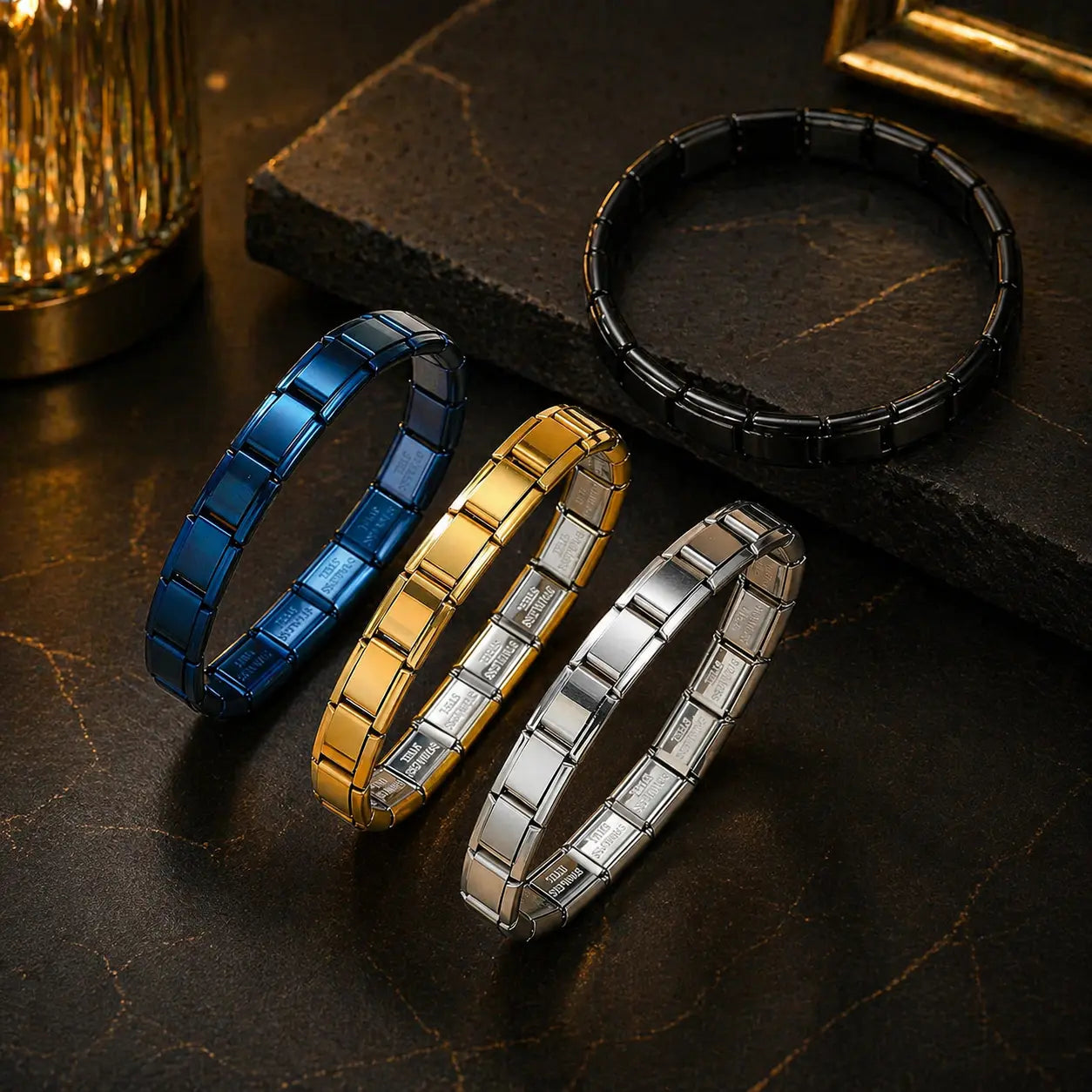 Luxury Italian Modular Bracelet – Durable Stainless Steel Stretch Fit Unisex Jewelry Gift Velora Diamond