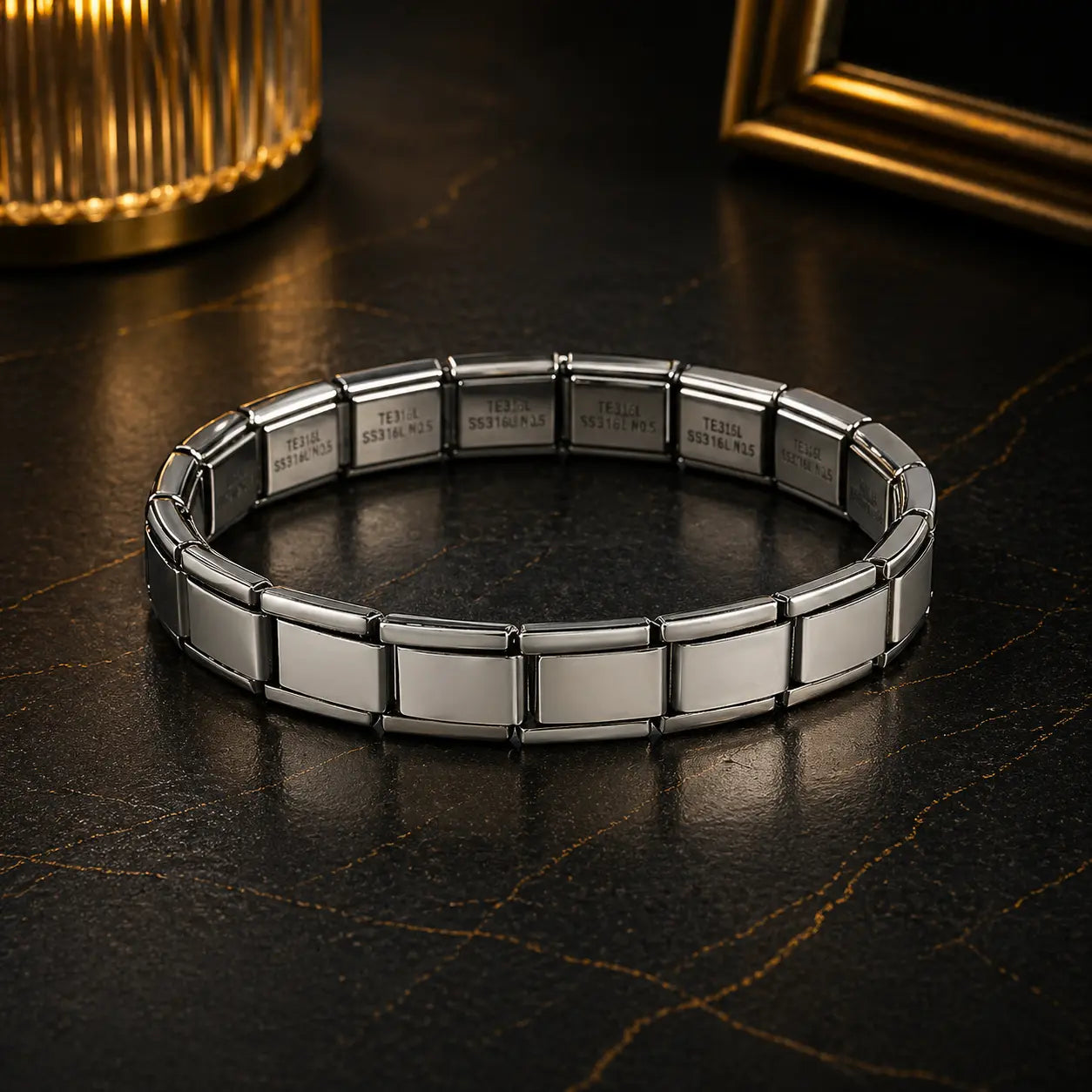 Luxury Italian Modular Bracelet – Durable Stainless Steel Stretch Fit Unisex Jewelry Gift Velora Diamond