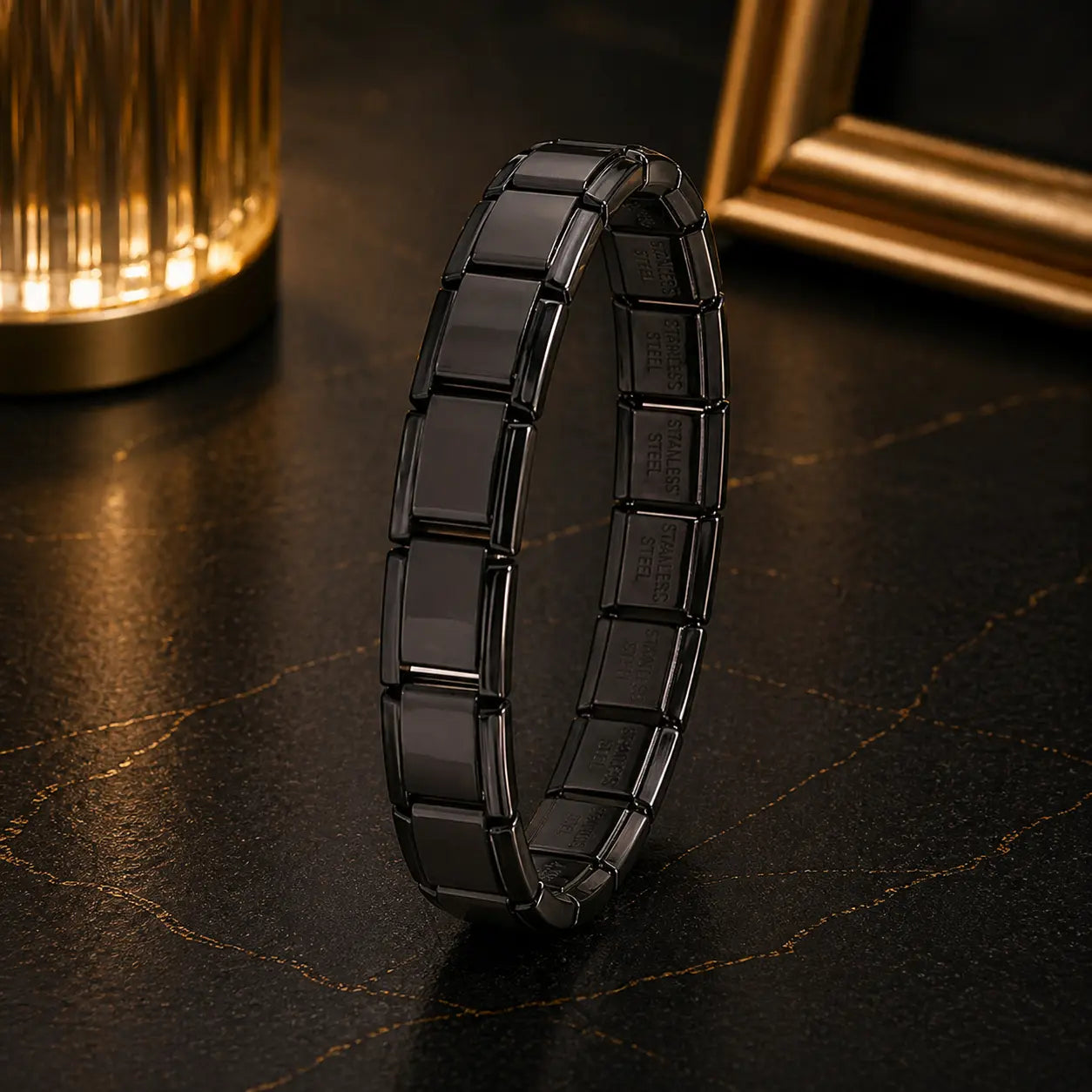 Luxury Italian Modular Bracelet – Durable Stainless Steel Stretch Fit Unisex Jewelry Gift Velora Diamond