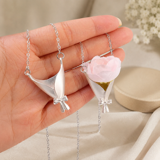 Flower Bouquet Pendant Necklace for Women