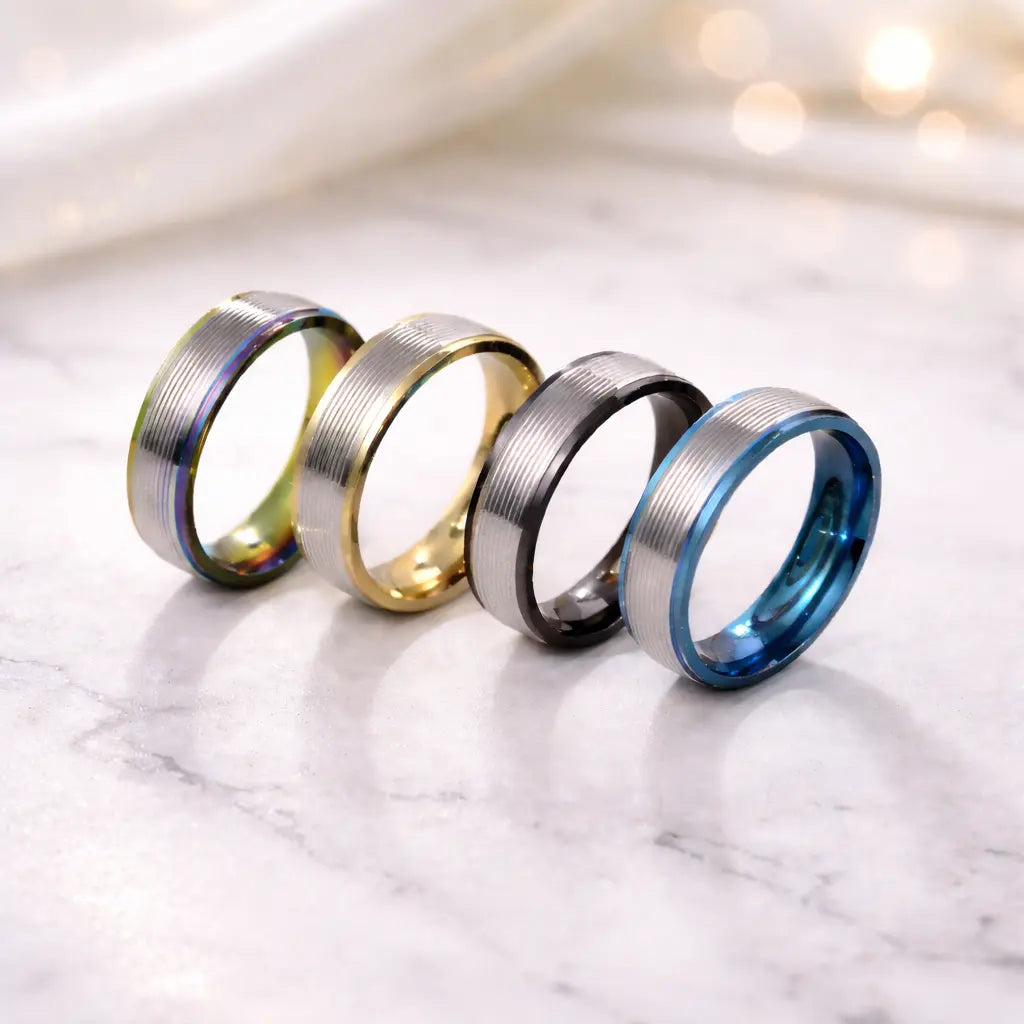 Men’s 6mm Multicolor Titanium Steel Ring – Durable Threaded Design