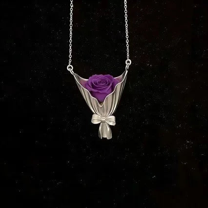 Elegant Wearable Flower Necklace Bouquet Clip Pendant Necklace for Women Trendy Romantic Gift for Mom Choker Party Jewelry Gifts