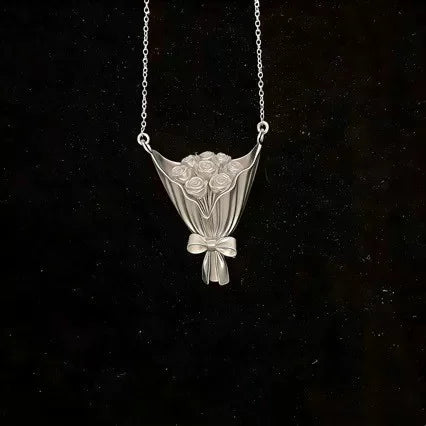 Elegant Wearable Flower Necklace Bouquet Clip Pendant Necklace for Women Trendy Romantic Gift for Mom Choker Party Jewelry Gifts