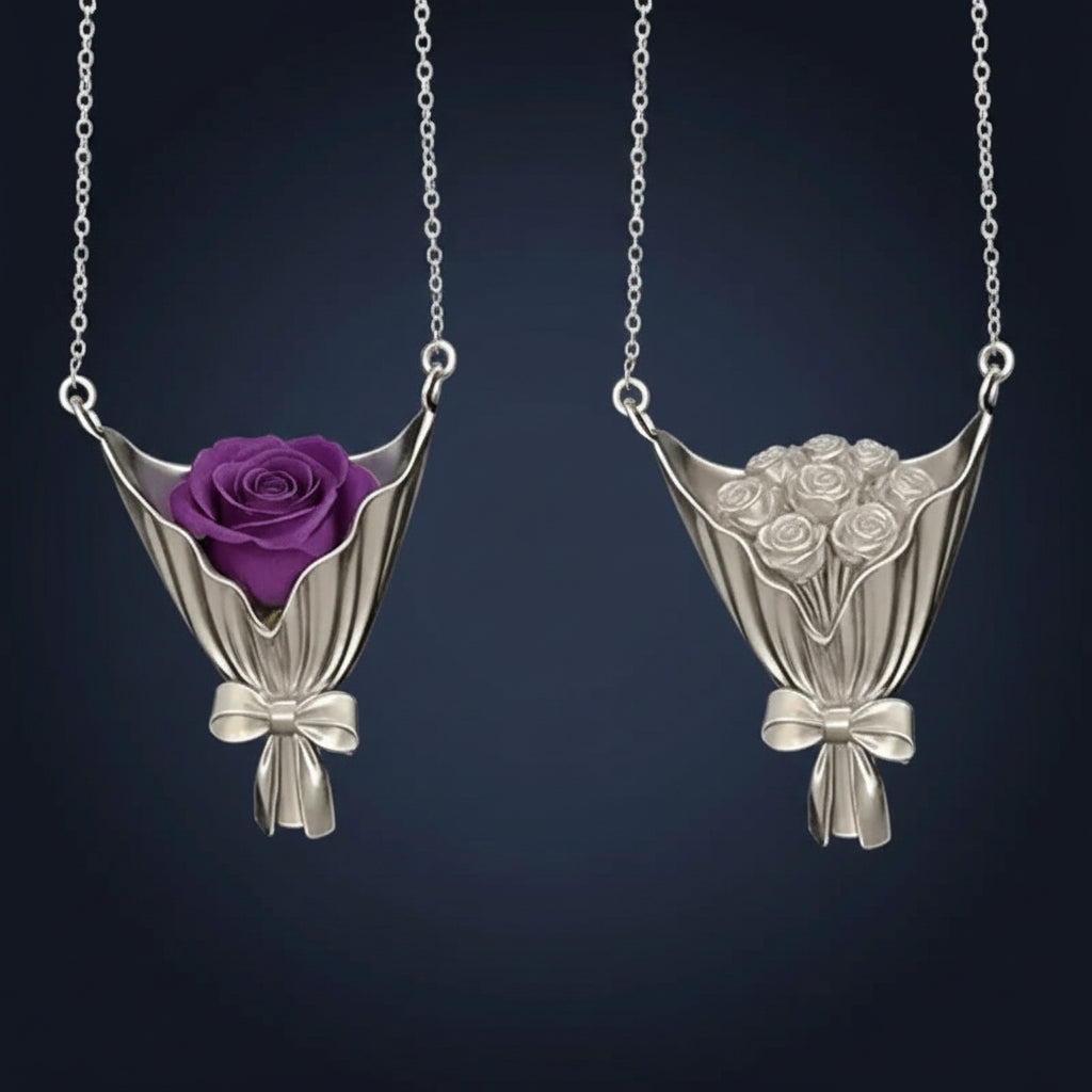Elegant Wearable Flower Necklace Bouquet Clip Pendant Necklace for Women Trendy Romantic Gift for Mom Choker Party Jewelry Gifts