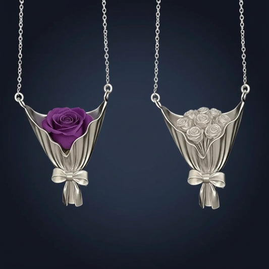 Elegant Wearable Flower Necklace Bouquet Clip Pendant Necklace for Women Trendy Romantic Gift for Mom Choker Party Jewelry Gifts