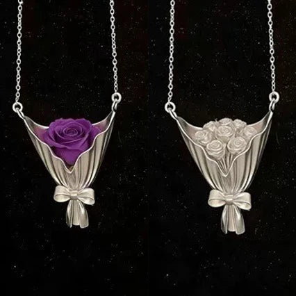Elegant Wearable Flower Necklace Bouquet Clip Pendant Necklace for Women Trendy Romantic Gift for Mom Choker Party Jewelry Gifts