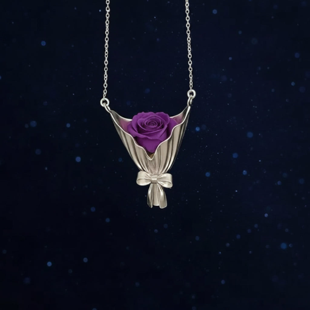 Elegant Wearable Flower Necklace Bouquet Clip Pendant Necklace for Women Trendy Romantic Gift for Mom Choker Party Jewelry Gifts