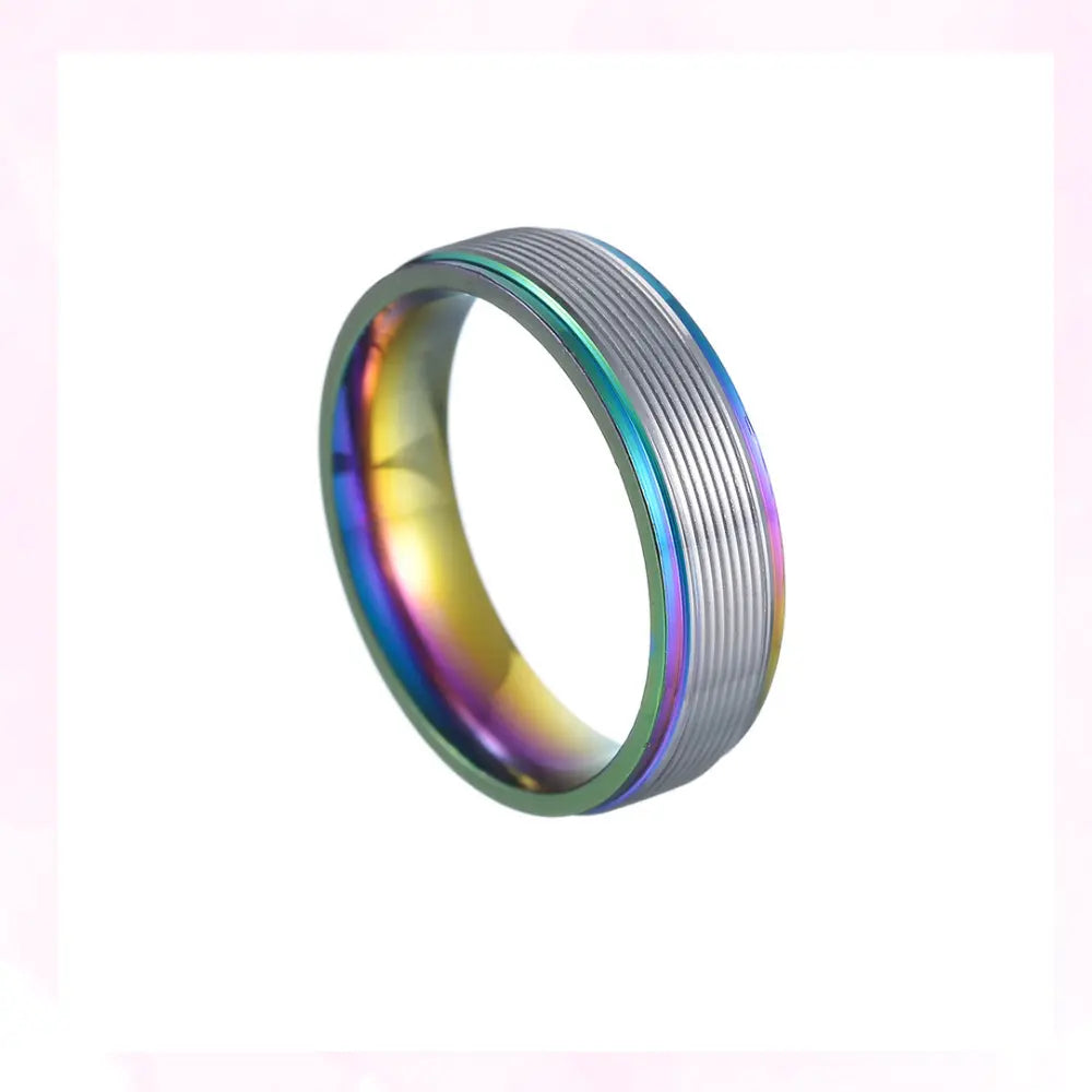 Men’s 6mm Multicolor Titanium Steel Ring – Durable Threaded Design Velora Diamond